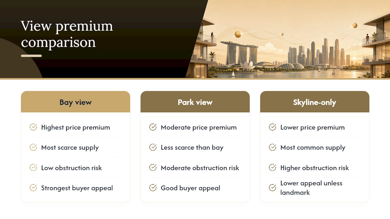 Comparison of bay park and skyline view premiums