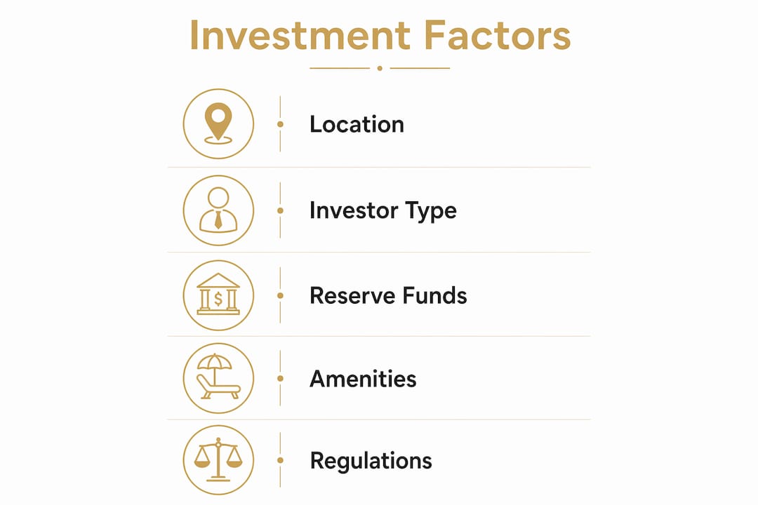 Infographic of key factors in luxury condo investments