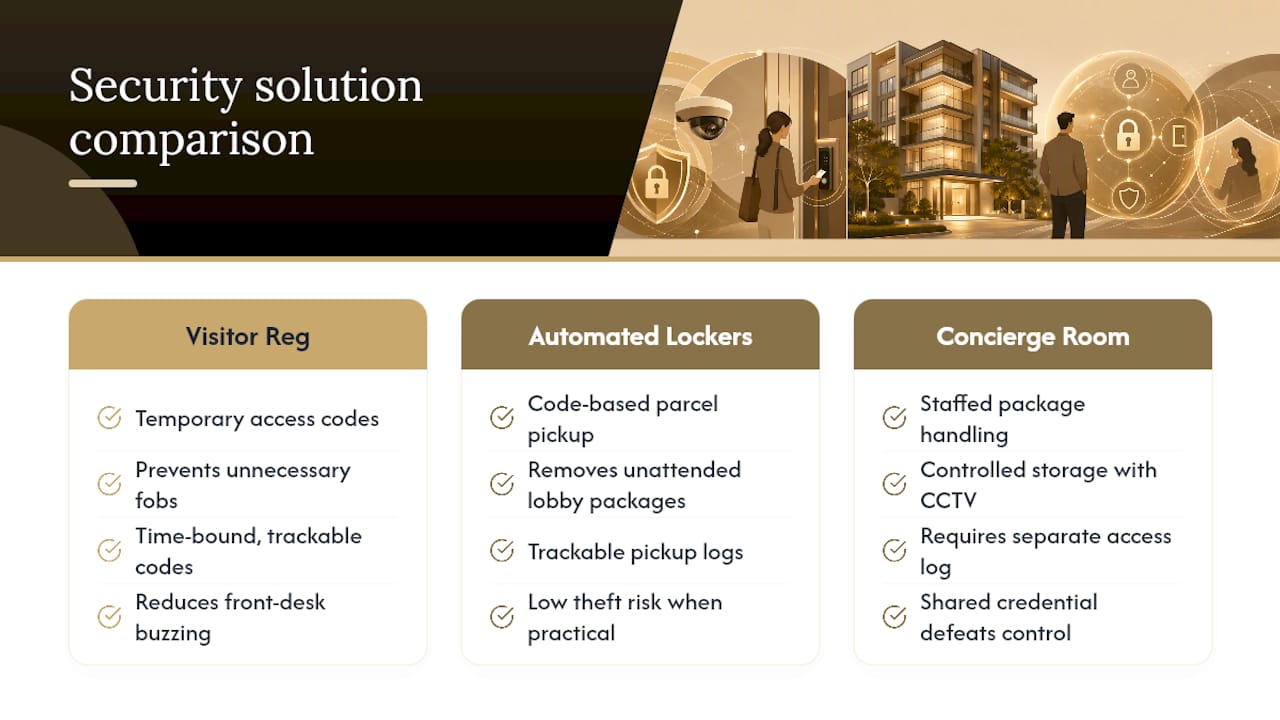 Diagram comparing visitor registration and package systems